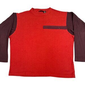Vtg Patagonia Top Mens L Red/Brown Micro D-Luxe Long Sleeve Lightweight